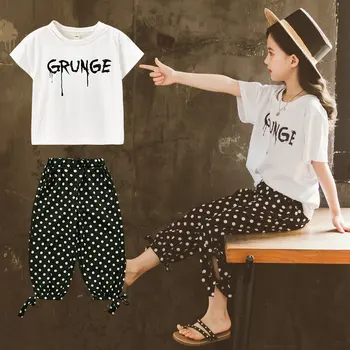 

Kids Baby Girl Clothing Casual Style Girl Outfits Short Sleeve T-shirt Tops + Ankle Length Pants Toddler Baby Sport Clothes Set