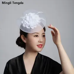 Mingli Tengda головной убор колпак декоративный Свадебные аксессуары шляпа Cambric белая шляпа свадебный цветок головной убор для невесты Sposa Mariage
