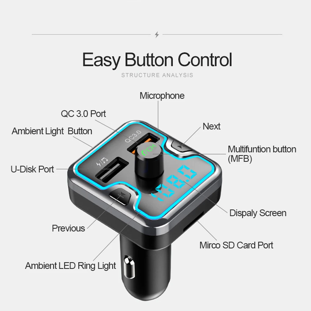 Автомобильный MP3-плеер Bluetooth fm-передатчик Hands-free автомобильный аудио-mp3 модулятор 1,1 дюймов дисплей 3.1A USB Автомобильное зарядное устройство
