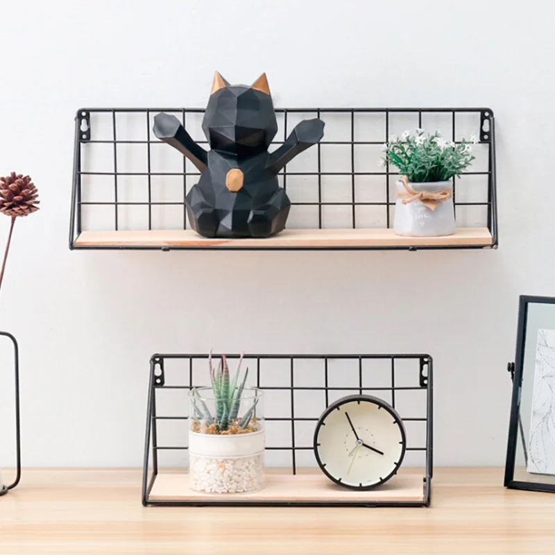  Hanging Rack Iron Frame Sundries Shelf for Wall Holder Display Storage Box Mesh Wire Metal Room Org