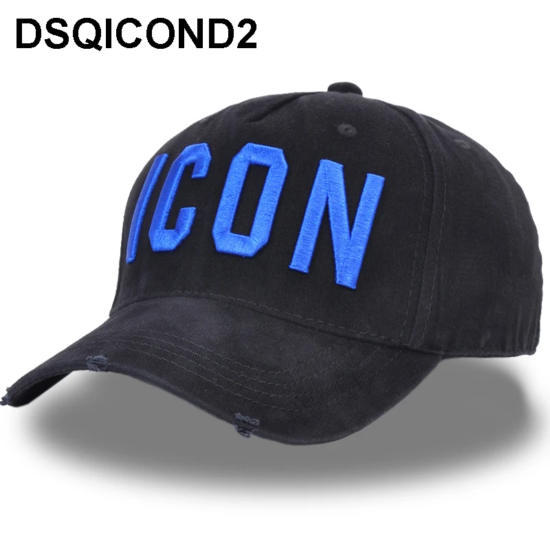

DSQICOND2 New Washed Cotton Baseball Cap ICON Letters Baseball Caps Snapback Hat For Men Women Dad Hat Embroidery Casual Cap Hip