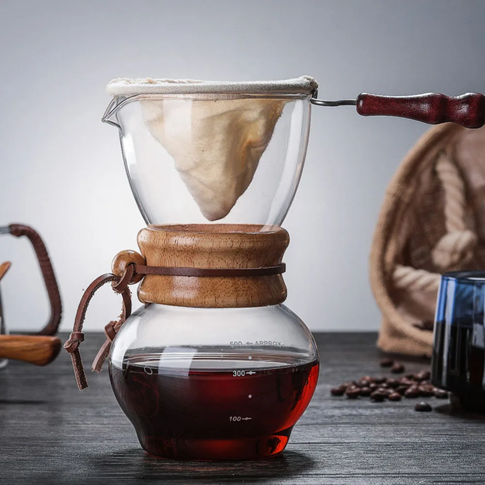 Free Shipping Coffee driper Coffee drop pot Wooden/ Metal Hand Explosion-proof Made Coffee Maker