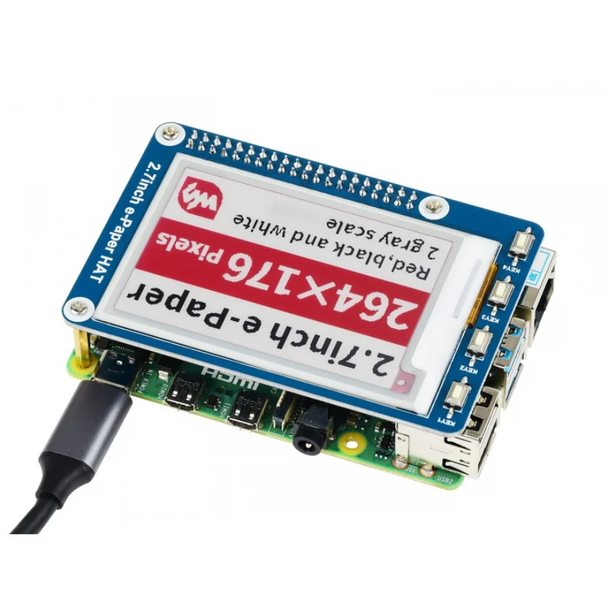 Электронная бумажная шляпа 2 7 дюйма 264x176 дисплей e Ink для Raspberry Pi 3B/3B +/2B/Zero W SPI