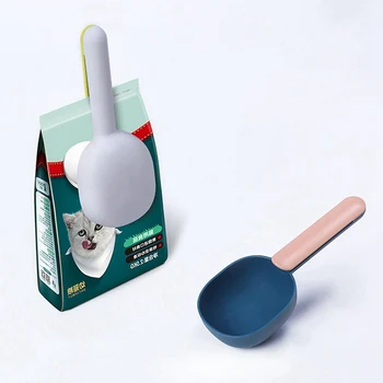 

Food Feeding Spoon For Dog Cat Measuring Cup Bag Sealing Clip Collapsible Multi-Function Pet Dog Feeding Shovel Pet Supplies