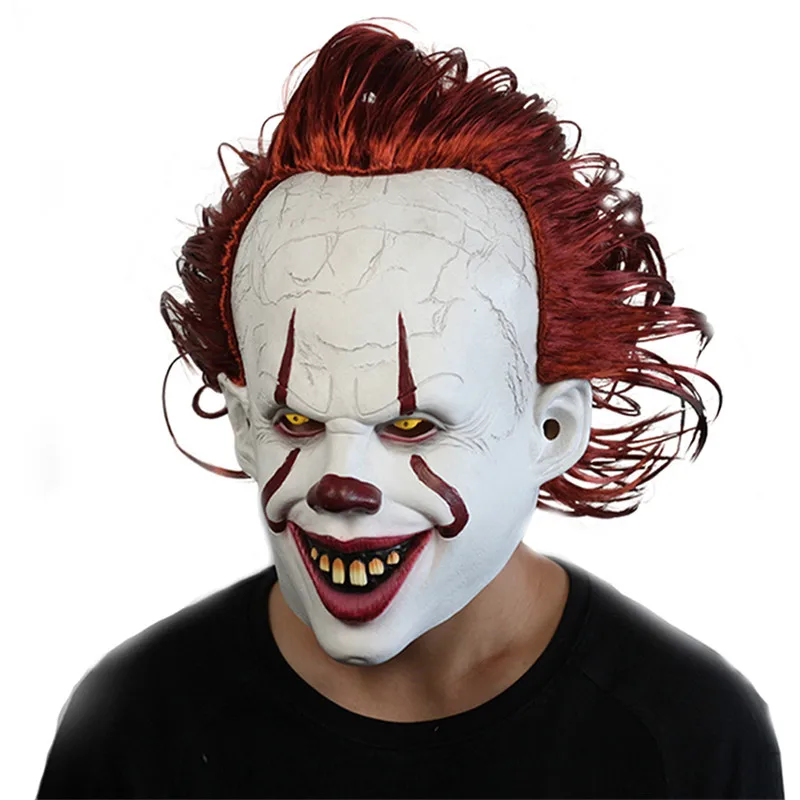 Светодиодный маска-клоун в стиле ужасов,, фильм «It Chapter 2», маска-клоун, латекс, страшные костюмы на Хэллоуин