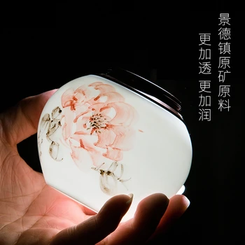 

Tea pot small household ceramic hand painted blue and white porcelain sealed jar portable mini tea caddy canister