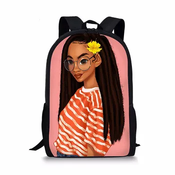 

HYCOOL Art Afro School Bags African Black Girl Flower Print Backpacks Book Bags For Teenager Kids Student Cute Fashion Satchel