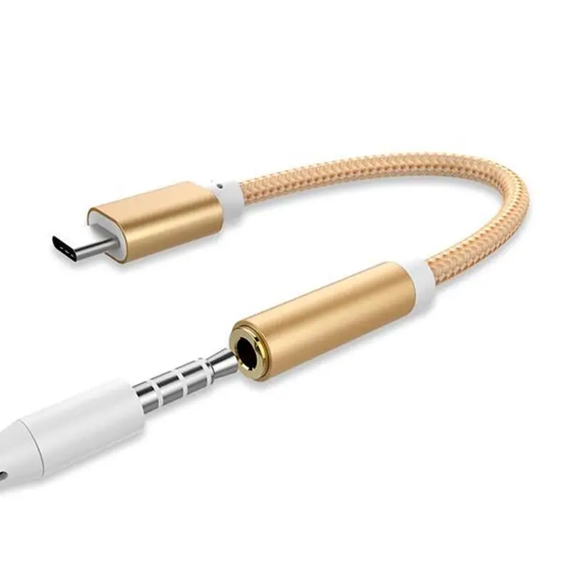 Type C 3,5 мм аудио разъем для наушников USB C до 3,5 мм AUX Наушники Плетеный Кабель-адаптер для huawei mate 20 P30 pro Xiaomi Mi 6 8 9
