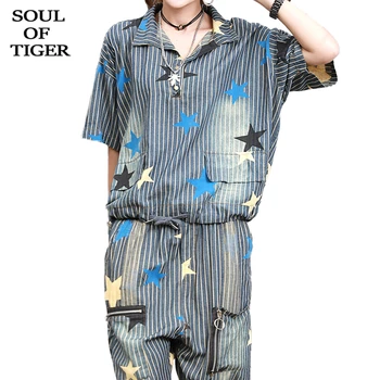 

SOUL OF TIGER 2020 Summer Fashion Ladies Vintage Tracksuit Women Floral Printed 2 Piece Sets Female Striped Tops And Harem Pants