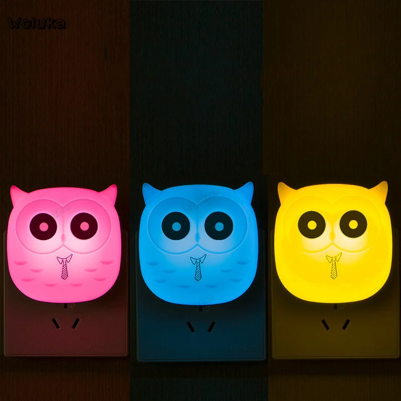 10pcs/lot Cartoon LED Night Light AC110-220V Light Control Wall Lamp With US Plug For Kid/Baby Bedroom Bedside Lamp CD50 W05