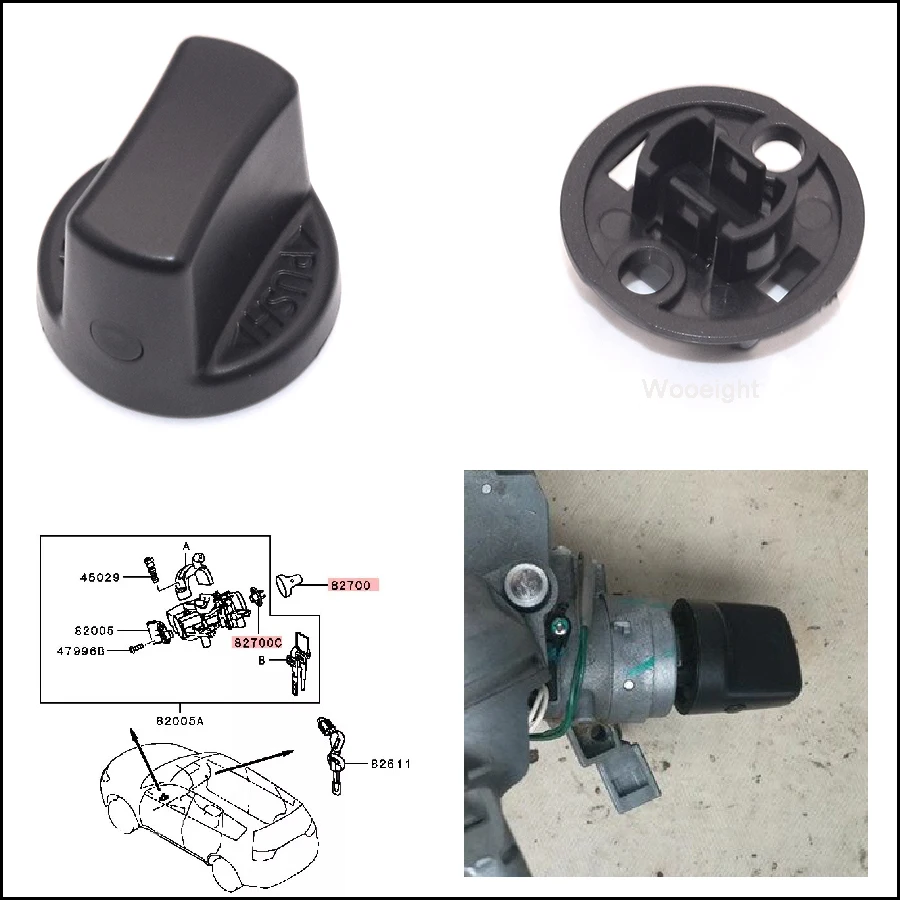 Keyless Cap and Insert Set Replace Number 4408A167 4408A031 Turn Key Ignition Start Switch for 2007-2017 Mitsubishi Lancer Outlander 