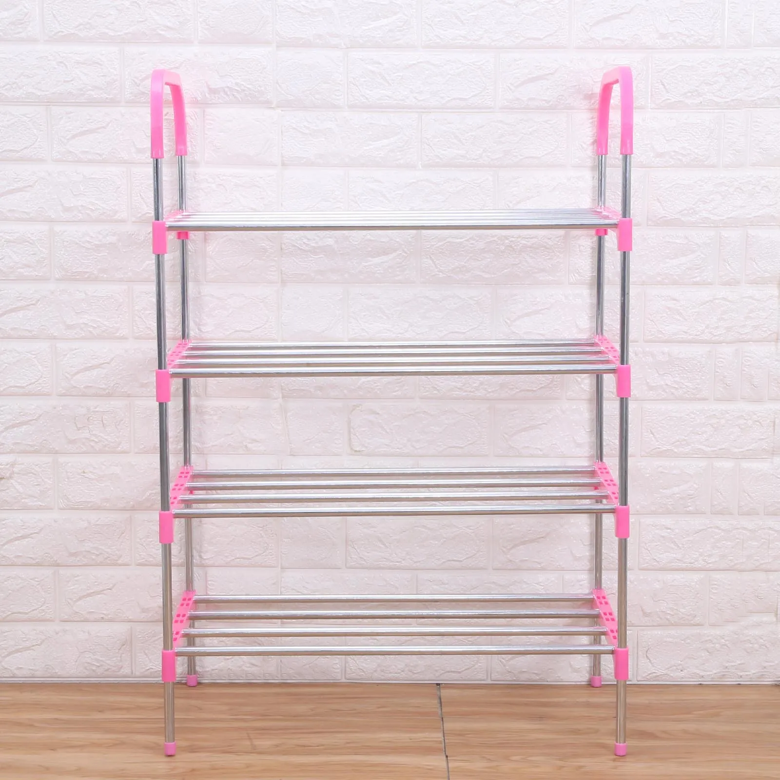 4 Layers pink 3/4/5/6 Слои стоящий шкаф для обуви с поручень легко собрать для украшения обуви Полка для хранения дома прихожей Шкаф Организатор - Цвет: 4 Layers pink