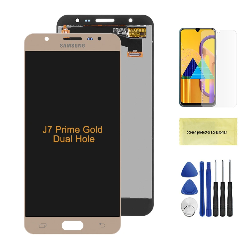 5," дисплей для SAMSUNG Galaxy J7 Prime lcd сенсорный экран G610 G610F G610M для SAMSUNG J7 Prime G610 lcd - Color: Dual Hole Gold