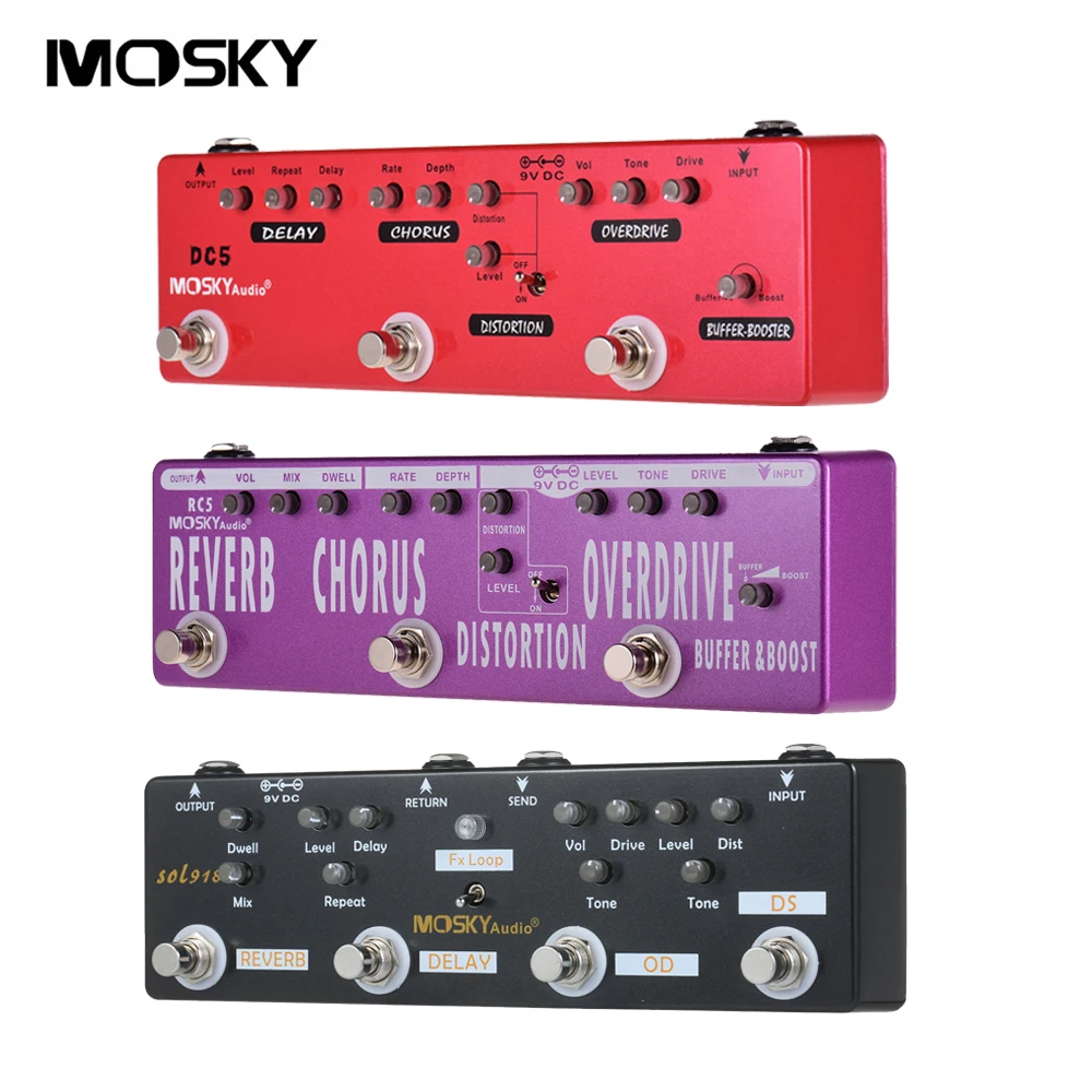Mosky Series Guitar Pedal Delay + Chorus + Distortion + Overdrive