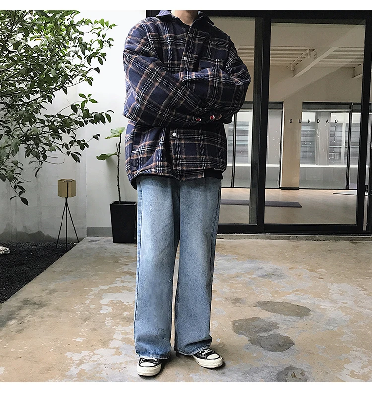LAPPSTER мужские корейские модные джинсы с высокой талией хип-хоп винтажные прямые шаровары Harajuku синяя уличная джинсовая одежда