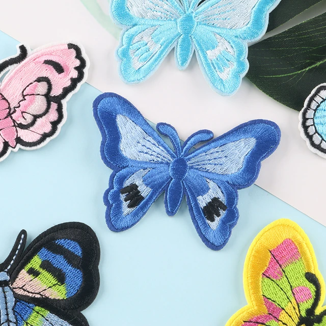 Multicolor Butterfly Iron On Embroidered Patches On Kids Clothes DIY Patch  Applique Stickers On Jeans Badges Hook Loop Patches