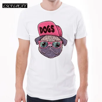 

2019 Fashion Men Tee Shirt Dogs Vintage Design T-Shirt High Quality Pug Printed Cool Tops Short Sleeve Basic t shirts