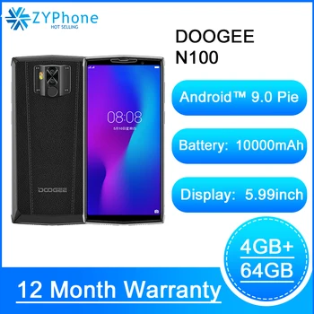

DOOGEE N100 Mobilephone 10000mAh Battery Fingerprint 5.9inch FHD Display 21MP Camera MT6763 Octa Core 4GB 64GB Cellphone 4G-LTE