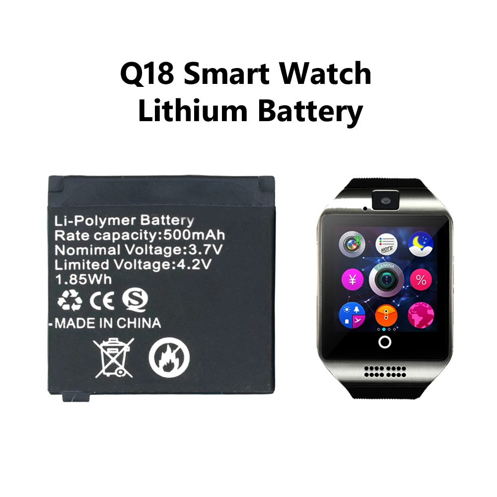 

1pcs Long Lasting 3.7V 500mAh Rechargeable Lithium Battery Li-ion Polymer For Q18 Smart Watch Li-po Battery High Quality