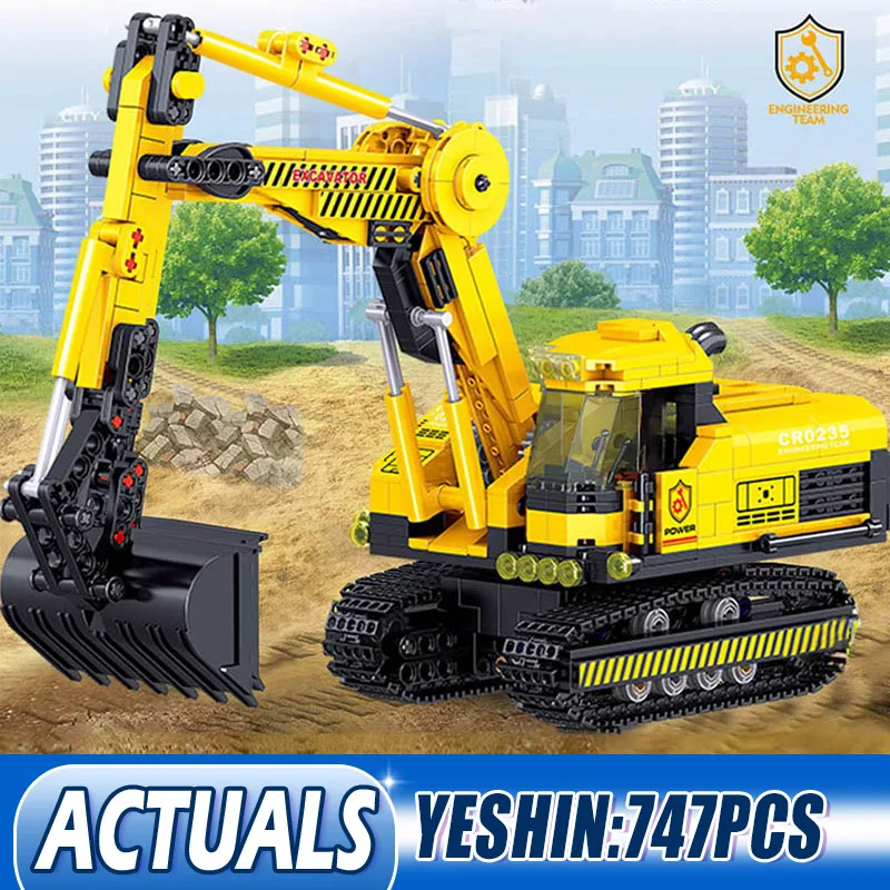 Ешина 20007 Technic автомобиль Экскаватор Бульдозер инженерный роликовый самосвал