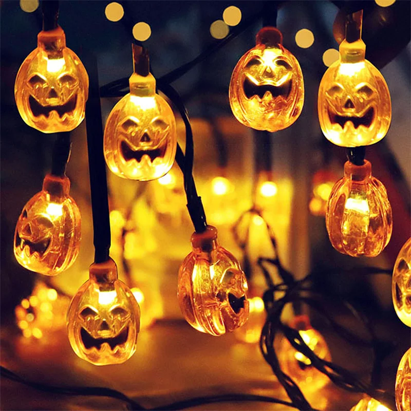 Details about   LED Head String Lights Pumpkin/Ghost/Spider/Skull Hanging Lantern Halloween Lamp 