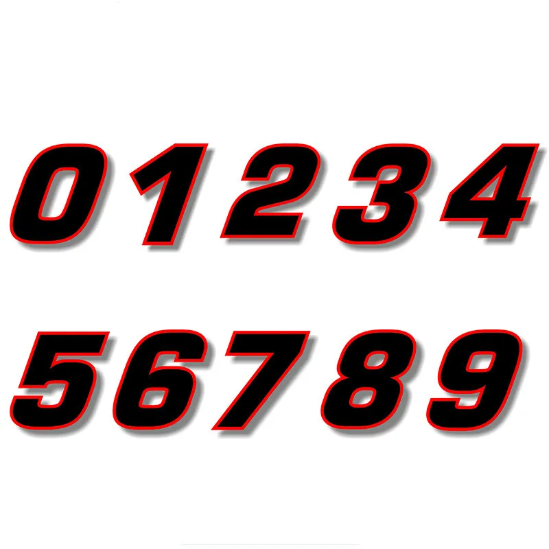 

Creative Car Sticker Decal Black (Red Outline) Quare Font Race Number Racing Number Cover Scratches Waterproof Pvc 15cm X 15cm