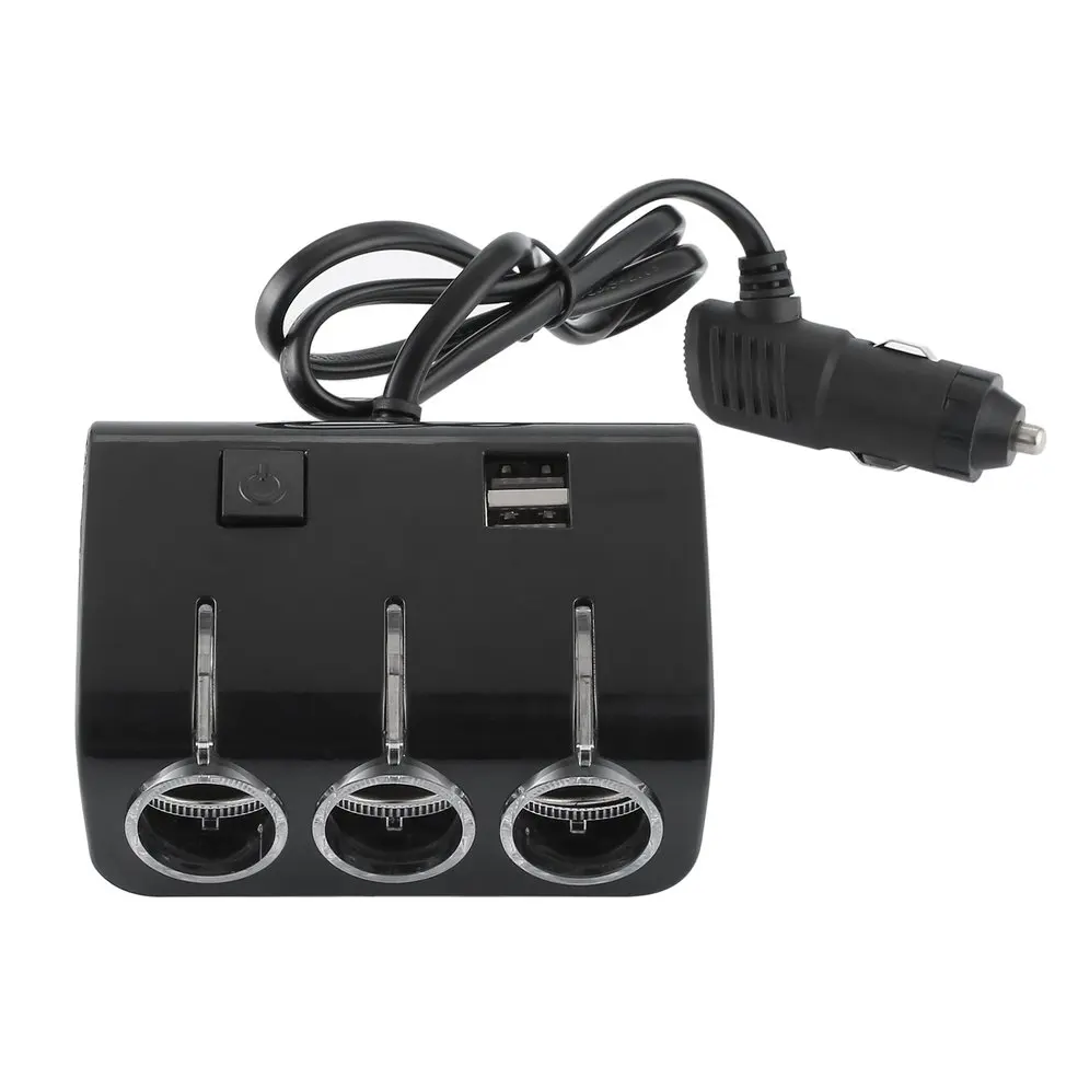 Car Cigarette Lighter Plug Power Adapter Output 120W 5V Dual USB Port 3 Way Car Cigarette Lighter Socket Splitter Charger 12V