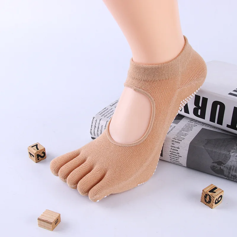 sock11 Носки для йоги с пятью пальцами, 33 цвета Нескользящие хлопковые носки для тренировок с открытой спиной одноцветные спортивные носки для велоспорта с открытым носком - Цвет: sock11