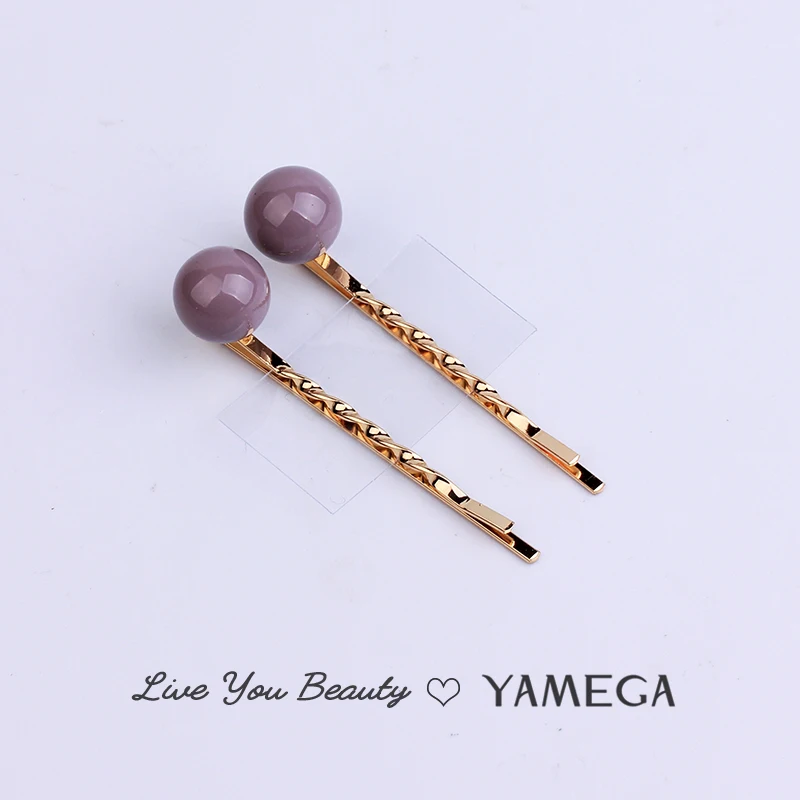 YAMEGA, 2 шт./партия, новинка, корейский жемчуг, заколка для волос, металлические золотистые шпильки для волос, простой головной убор, украшения для волос, аксессуары-заколки для волос для женщин - Окраска металла: 6