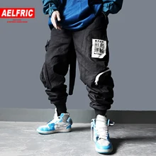 AELFRIC хип-хоп мужские шаровары с несколькими карманами, брюки-карго Harajuku, повседневные уличные спортивные штаны, джоггеры, мужские брюки с эластичным поясом