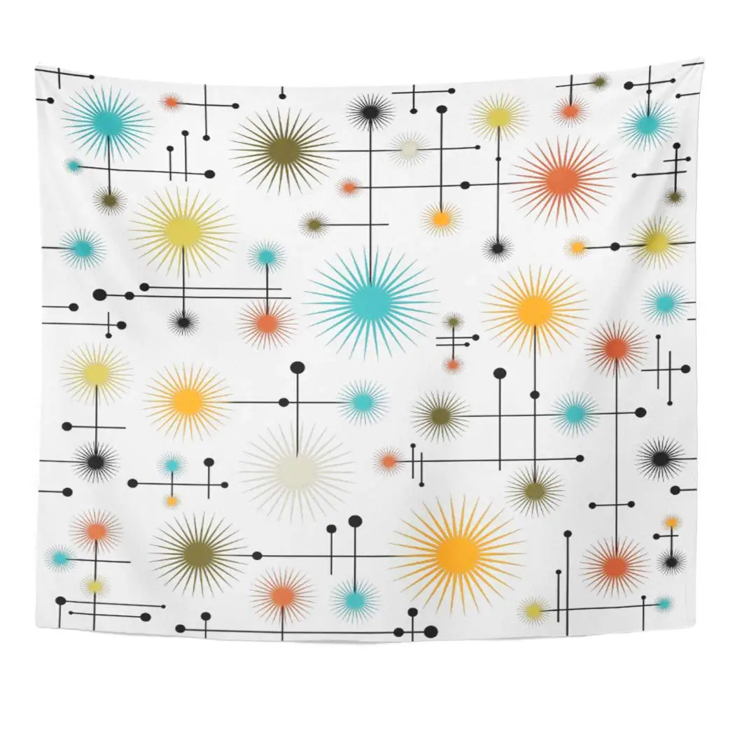 

Star Retro Starbursts Go Mid Century Modern Lines Home Decor Tapestries Tablecloth