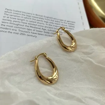 

Retro Punk Gold Silver Color U Shape Geometric Earrings Female Minimalist Jewelry Water Drop Hollow Thick Hoop Earring For Women
