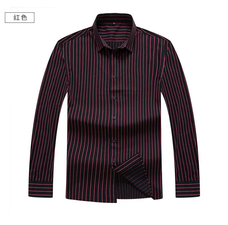 Плюс 8XL 6XL 5XL Мужская Повседневная рубашка Slim Fit Мужская Повседневная полосатая рубашка с длинным рукавом официальные сорочки мужская