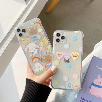 

For iPhone 11 X XR XS Max7 8 7Plus Four - corner anti - drop cartoon shell Back Cover Crystal Case