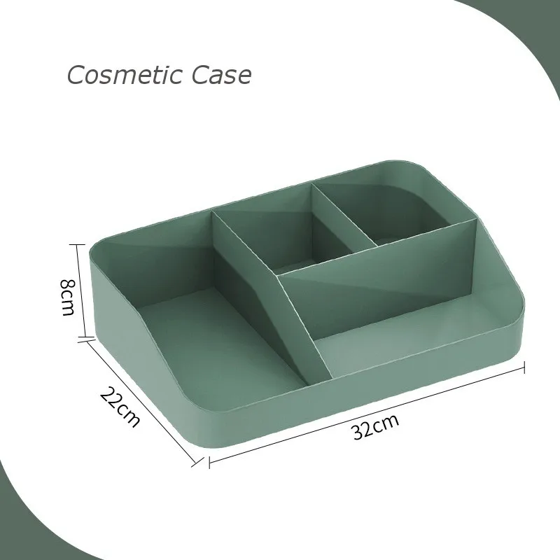 Большая вместительная коробка для хранения ящиков, органайзер для макияжа, косметичка, домашний офисный Настольный чехол для хранения, пластиковый косметический контейнер для ящика - Цвет: 01 Green