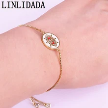 12 шт модные красочные Cz эмаль глаз женские ювелирные изделия металлические микро проложить цепь из циркония браслет