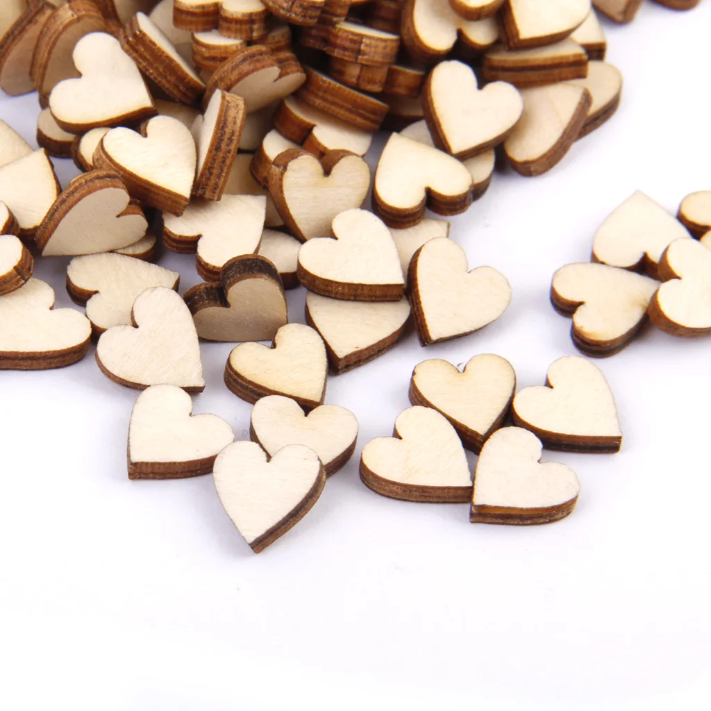 Lots Wooden Love Heart Rustic Wedding Table Scatter Decoration Crafts