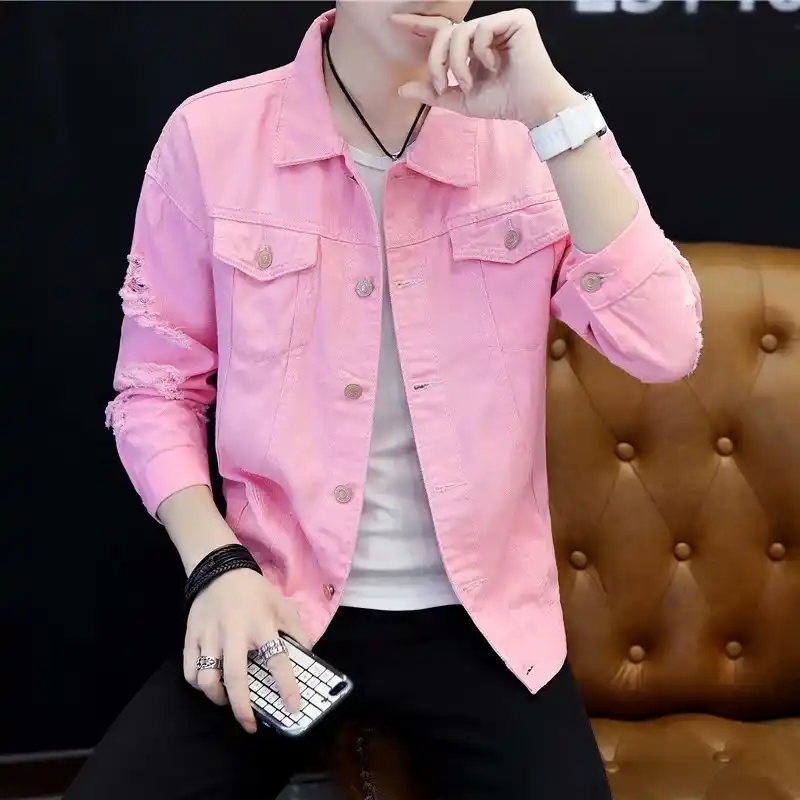 pink denim shirt mens