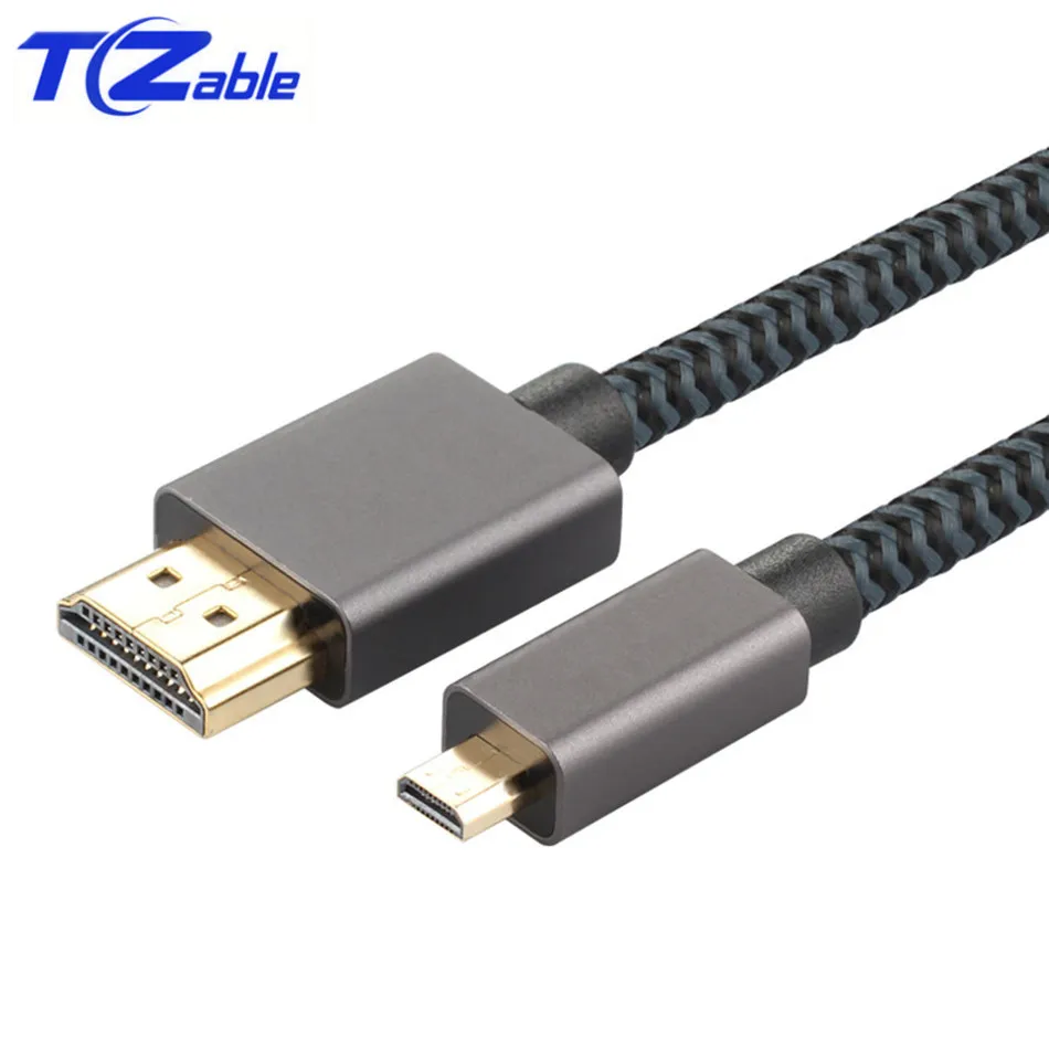 Gary Black HDMI кабель 2,0 4K 60Hz для сплиттера удлинитель адаптер для PS4 Для Xiaomi tv Box HDMI к Micro HDMI HD кабель PP пряжа позолоченная - Цвет: Gary Black