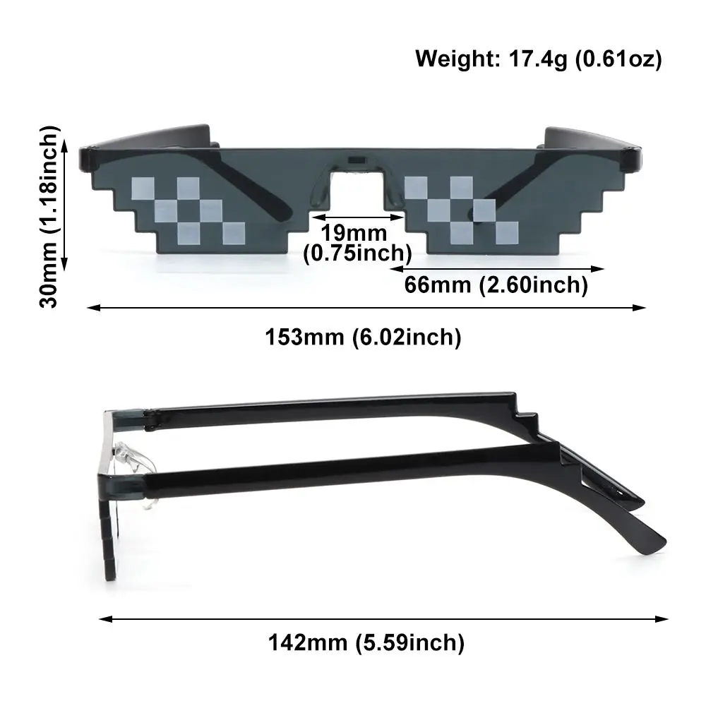 1PC NUOVO Mosaico Occhiali da sole Trucco Giocattolo Thug Life Occhiali Trattare con esso Occhiali Pixel Nero Mosaico Occhiali da sole Scherzi fantastici Giocattoli divertenti_voghion.com