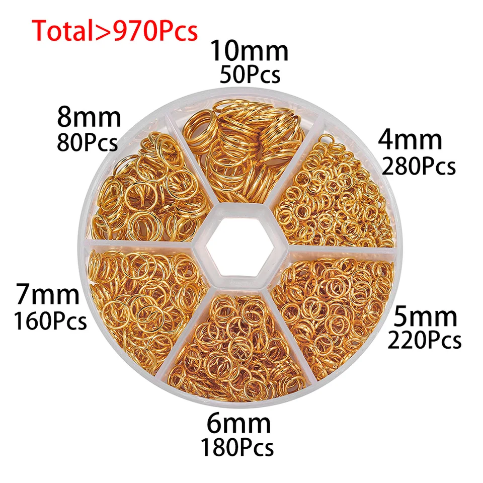HOBBIESAY 360 anelli aperti in ottone, 12 stili, da 2,4 a 4 mm