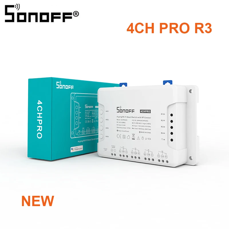 Смарт выключатель SONOFF R3 PRO 4 канала 433 МГц управление через приложение|Модули для
