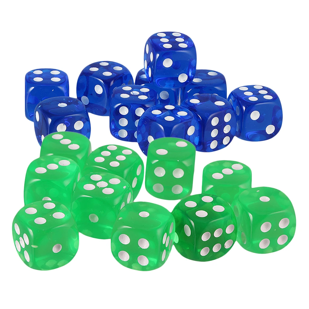20pcs Table Game Dice D6 Plastic Die for Drinking Game D&D Role Playing Game