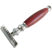 Деревянная и металлическая ручка для бритья с двойным краем, безопасная бритва для удаления бороды