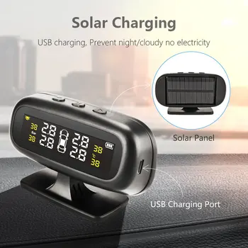 

Tire Pressure Monitor Gauge solar and USB charging TPMS PC Stable LCD Tire Pressure Monitor Gauge Tmps Monitor System