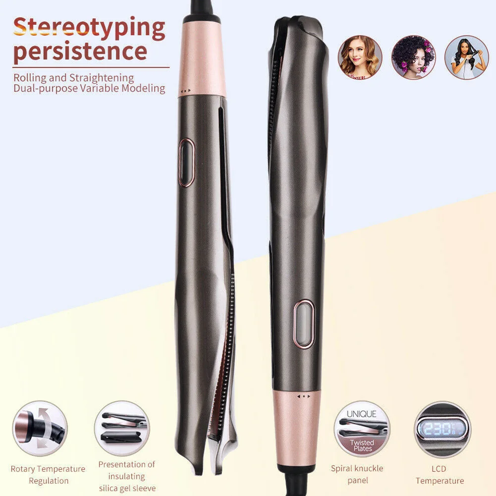 

Professional 2 In 1 Twist Hair Straightener Curling Hair Straightening Curler Iron Tool HJL2019