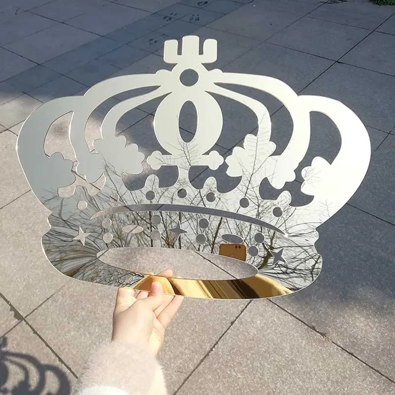 Personalized Gold Silver Mirror Acrylic Prince Princess Crown Room Wall Hanging Sign Wedding BabyShower Gift