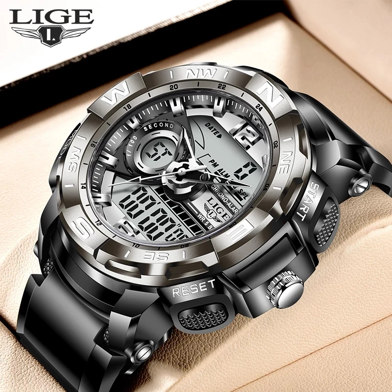 Tanio 2022 LIGE Sport mężczyźni cyfrowy zegarek kwarcowy kreatywny nurkowanie zegarki mężczyźni