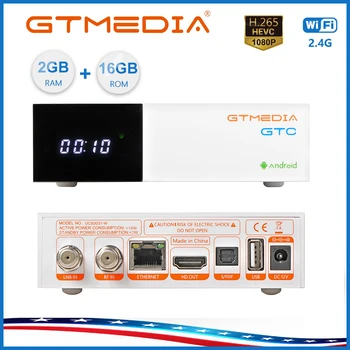 

GTmediea GTC FTA Satellite Receiver 4K Android tv box 2G+16G DVB-S2 Receptor DVB-C DVB-T2 Support m3u Function Decoder