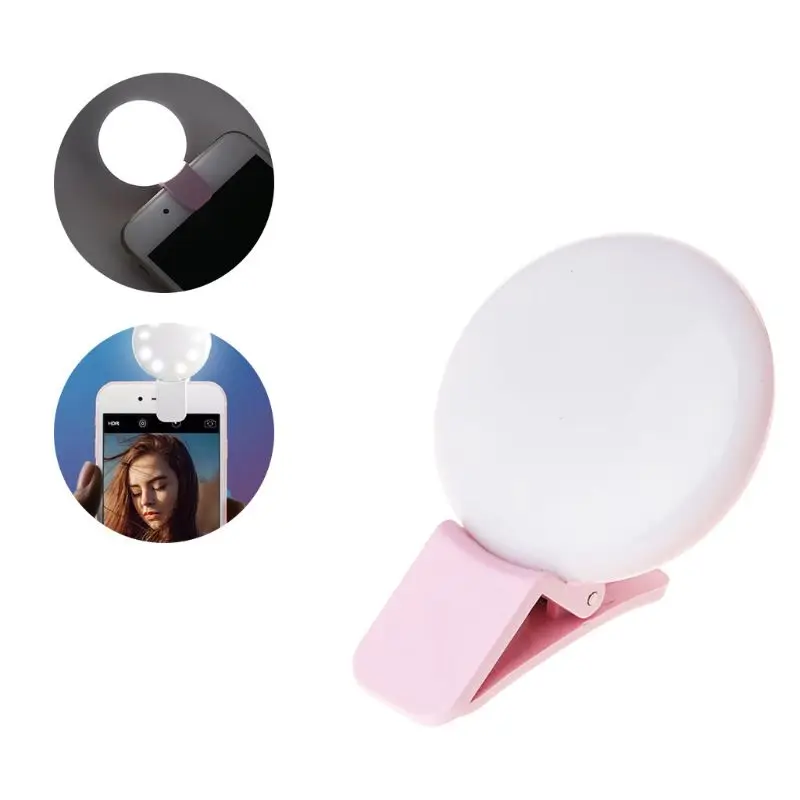 

Mini Q Selfie Flashlight LED Ring Adjustable Flash Fill Light Beauty Camera For iPhone Mobile Phone DXAC